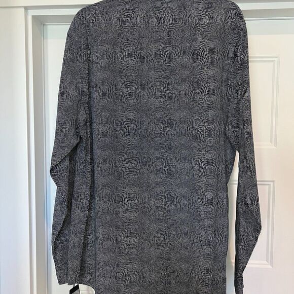 NWT Marc Anthony Navy/White Cotton Stretch Fabric Slim-Fit Button-Down Shirt, XL - Picture 3 of 6